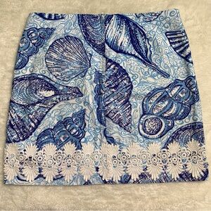 Lilly Pulitzer Originals Women's Blue White in Shells Roslyn Mini Skirt Size 10